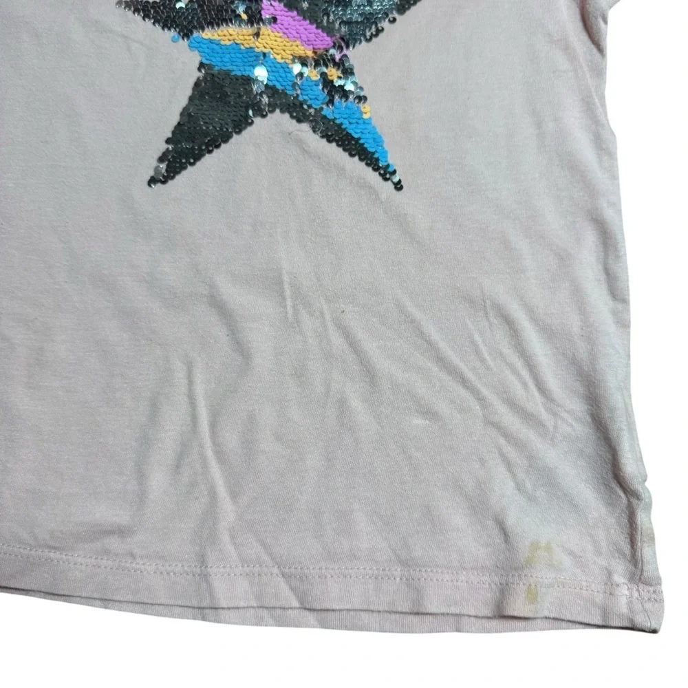 Gap Kids Pink Sequin Star Short Sleeve Tee Shirt Girls Size S 6/7